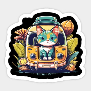 The Travelling Cats - Colorful Cat Travel In The World Sticker